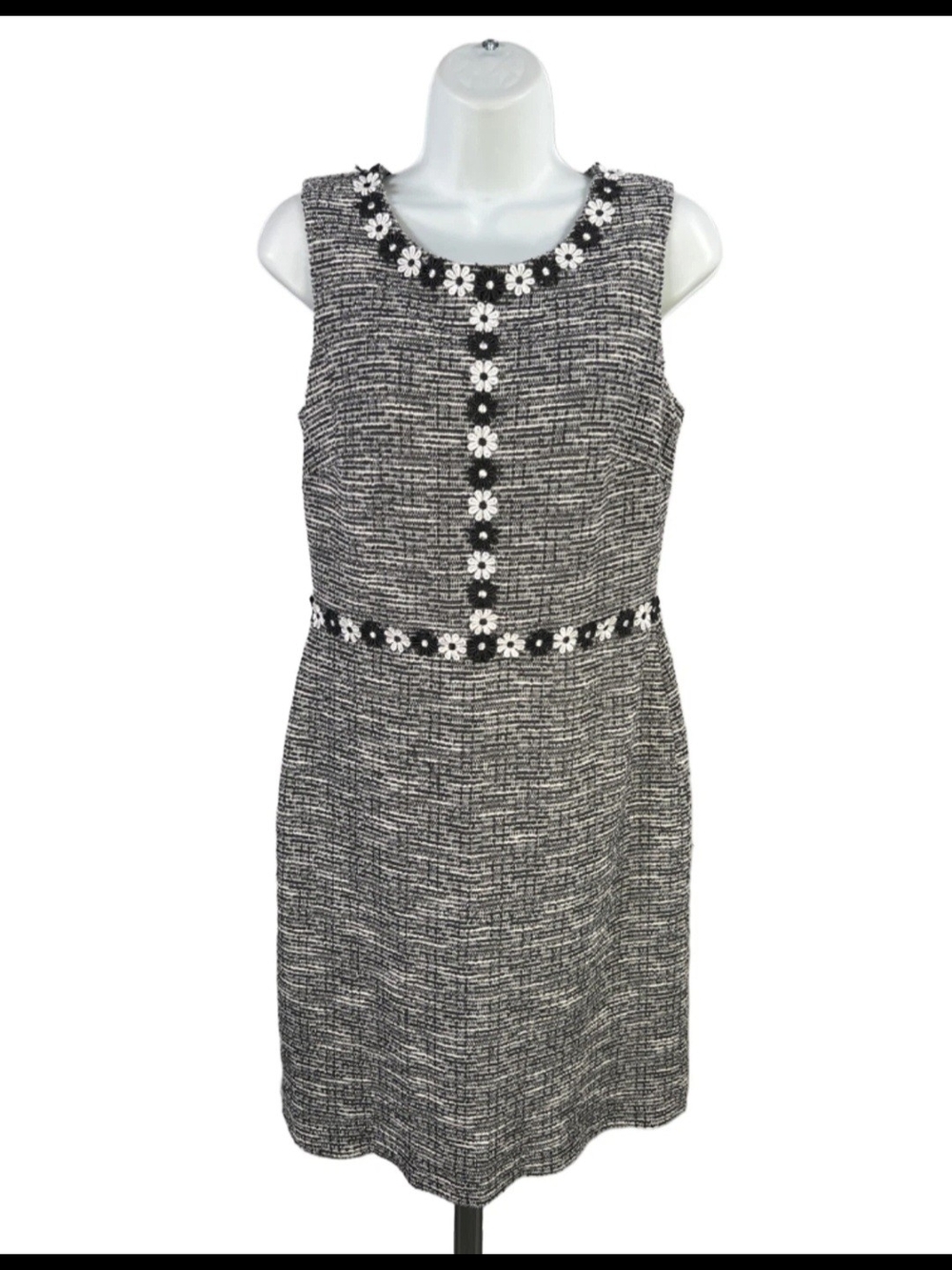 Karl Lagerfeld Black & White Tweed Mini Dress with Daisy Trim
